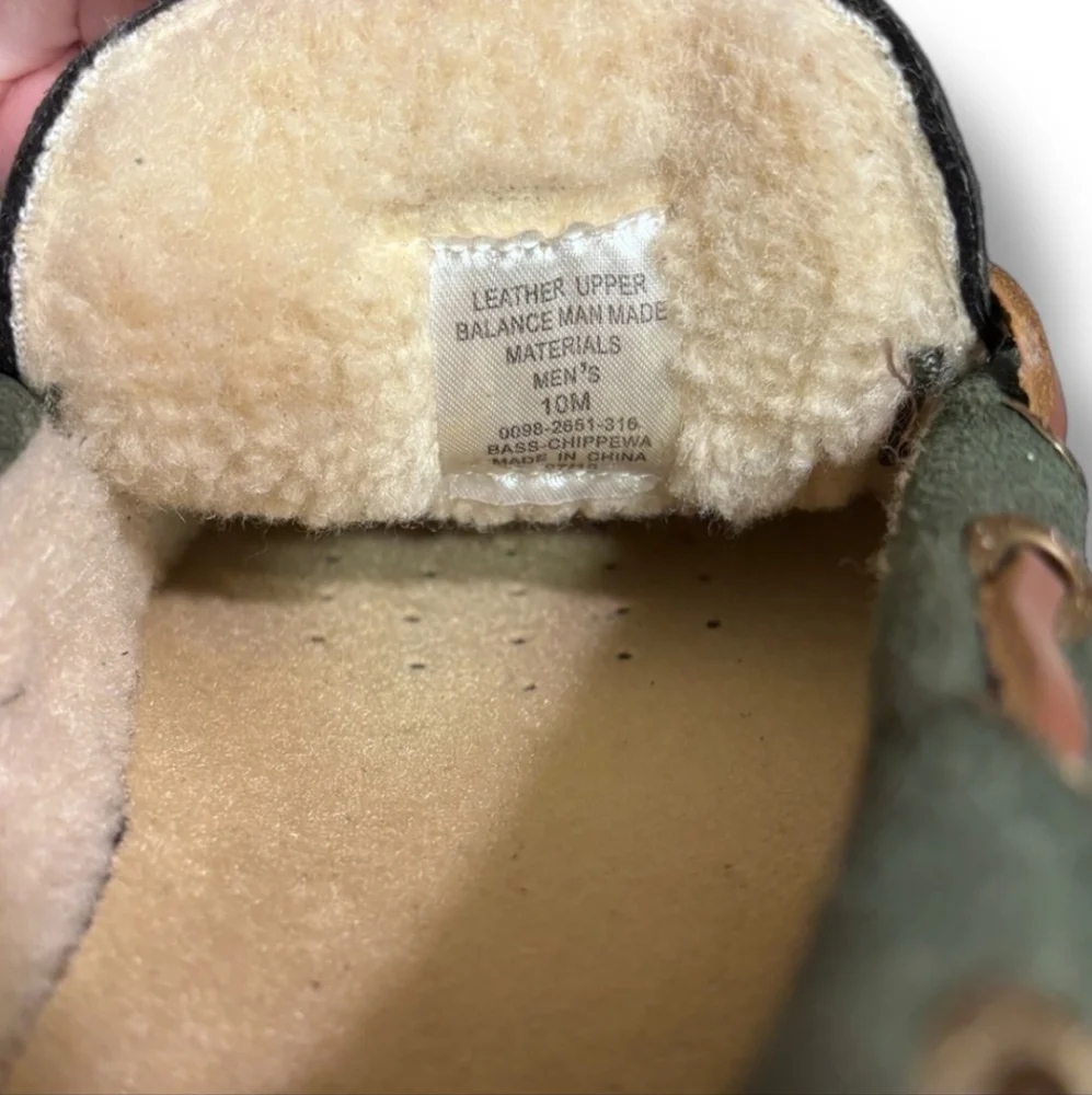 G.H. BASS Green Suede Moccasin Shoes Faux Shearling Lining